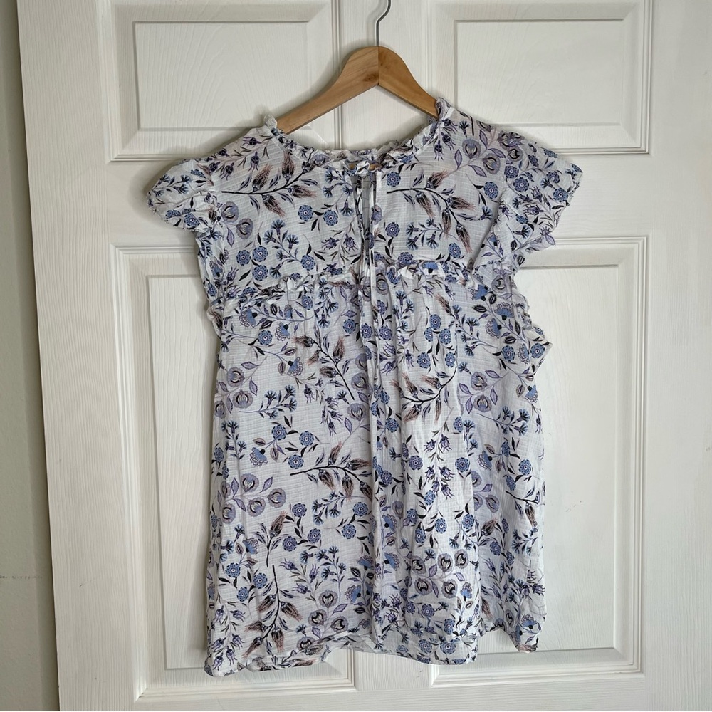 LOFT Blue and White Floral Blouse
